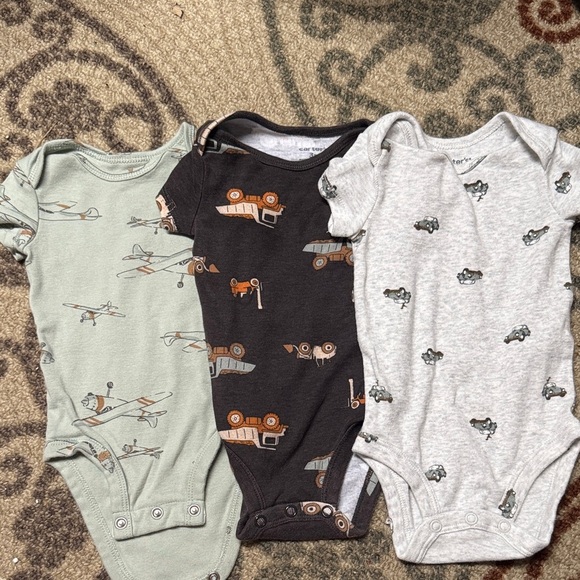 Baby Bodysuit Set - Airplane and Car Print - Picture 1 of 5